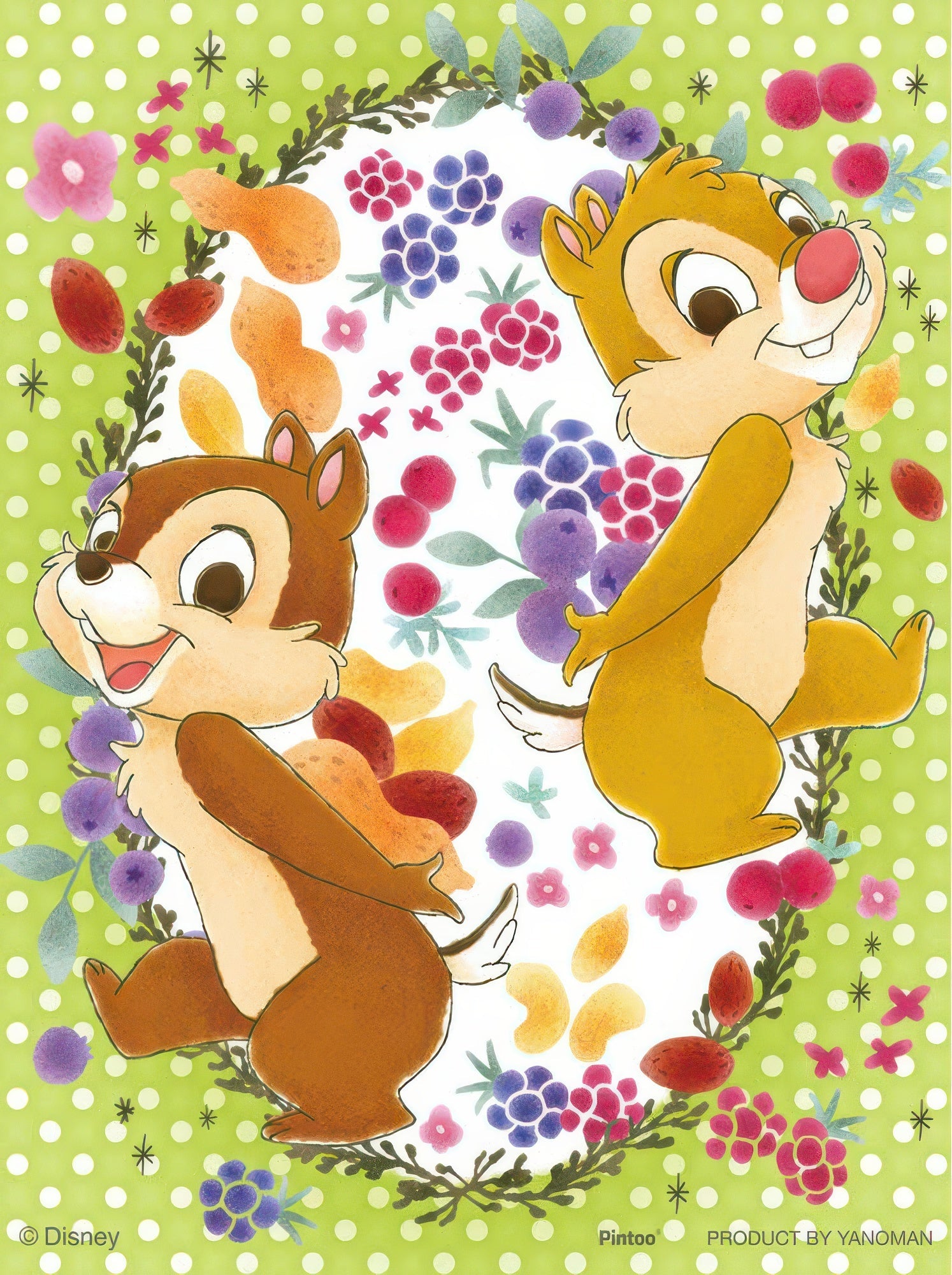 yanoman-2308-34-[disney-petit-palier-clear]-lovely-wreath---chip-&-dale---150-pieces-puzzle-+-stand-set