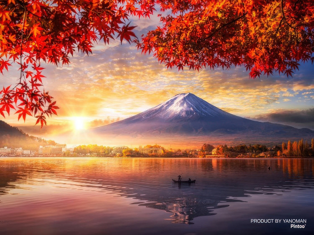 yanoman-2308-53-autumn-leaves-and-lakeside-mt.-fuji-150-pieces-jigsaw-puzzle