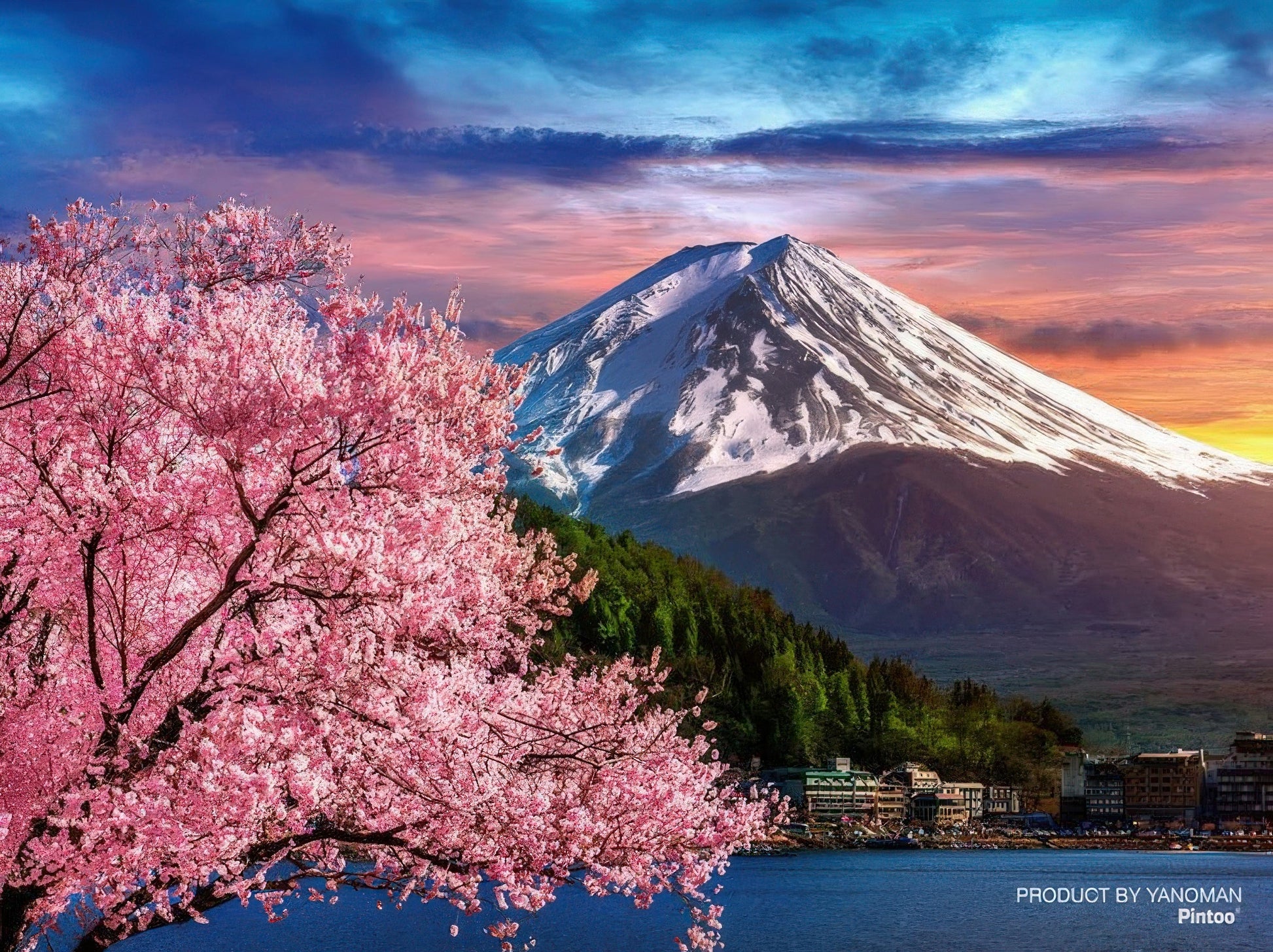 yanoman-2308-54-cherry-blossom-season-and-mt.-fuji-150-pieces-jigsaw-puzzle