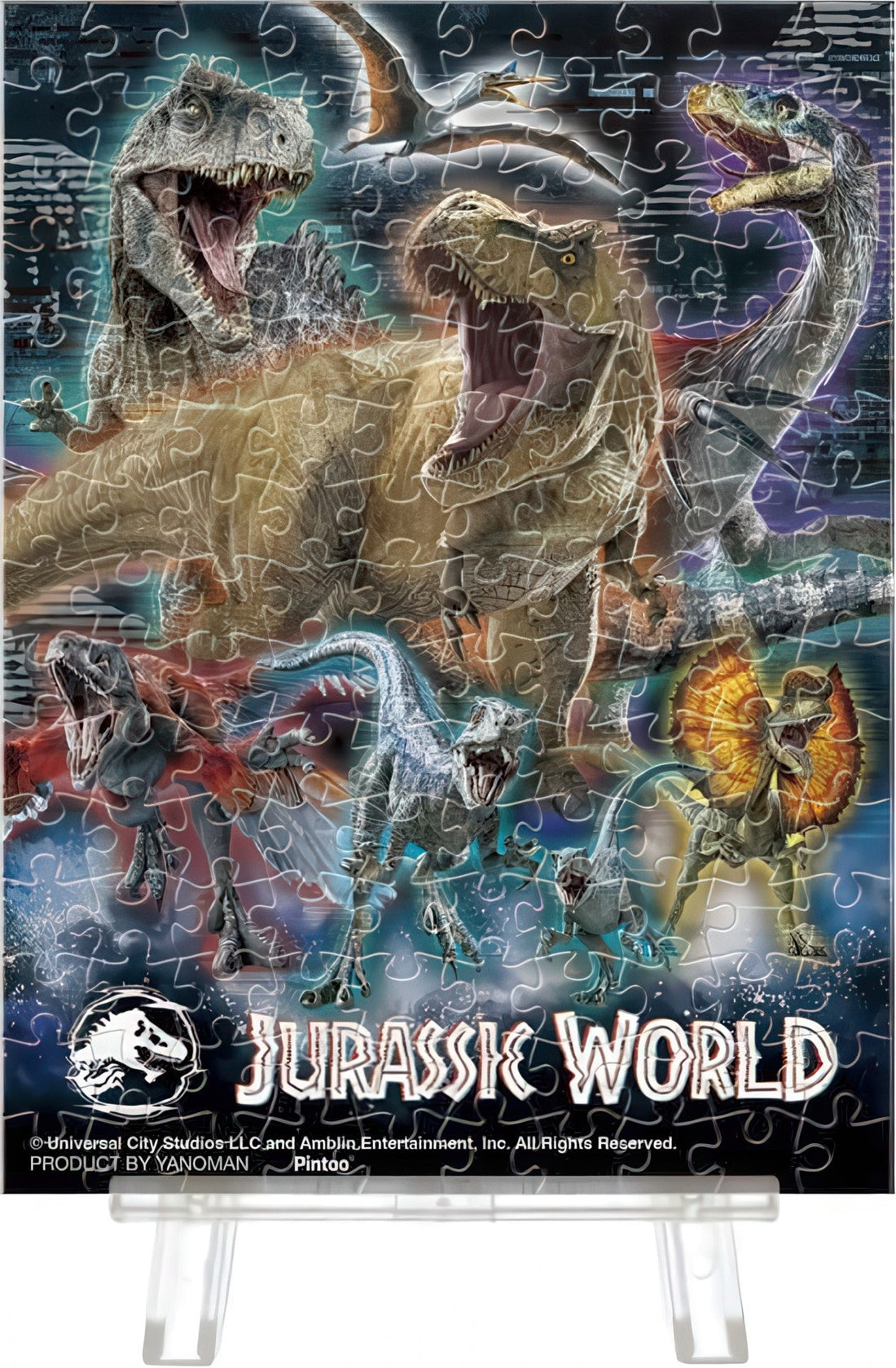 yanoman-2308-70-dinosaur-gathering-a-150-pieces-puzzle-+-stand-set