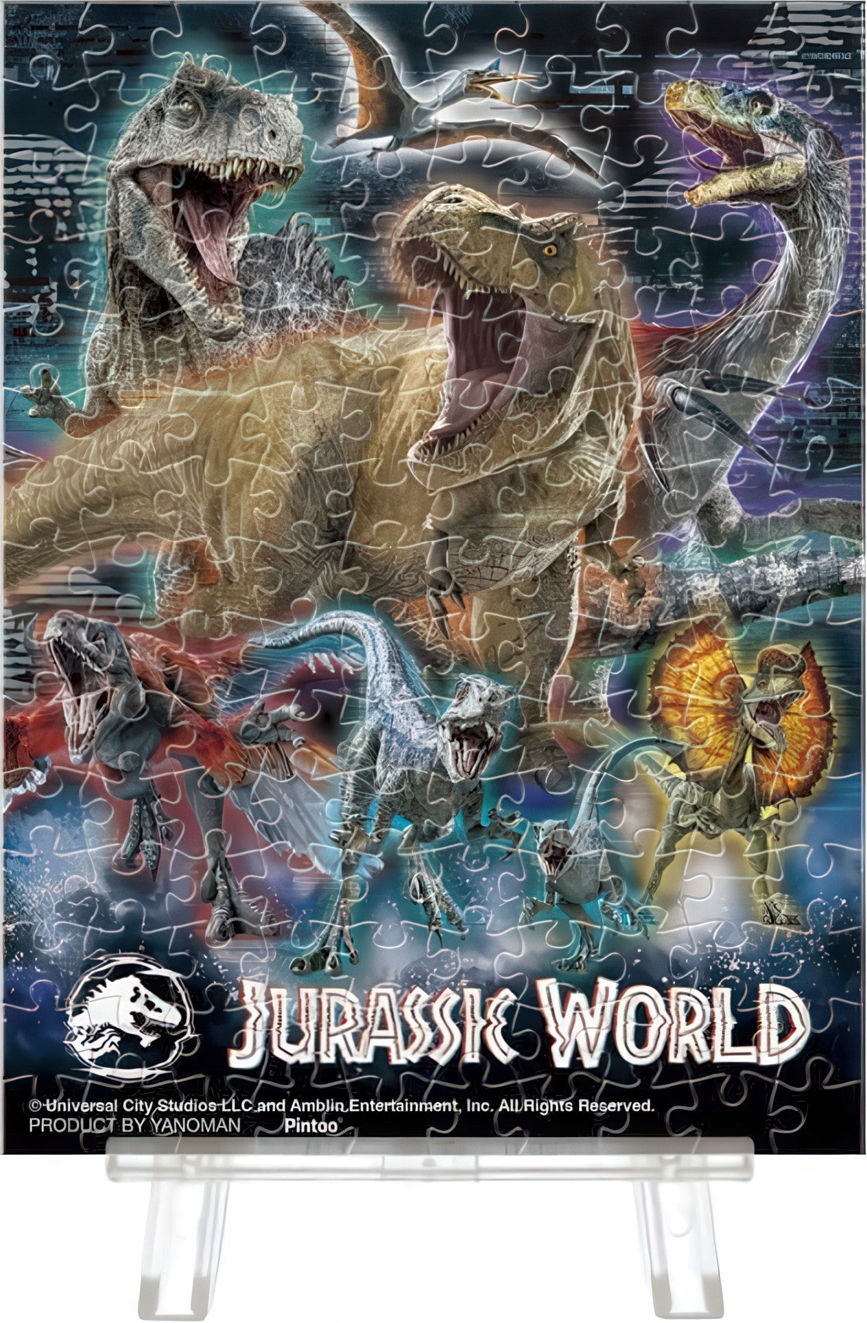 yanoman-2308-70-dinosaur-gathering-a-150-pieces-puzzle-+-stand-set