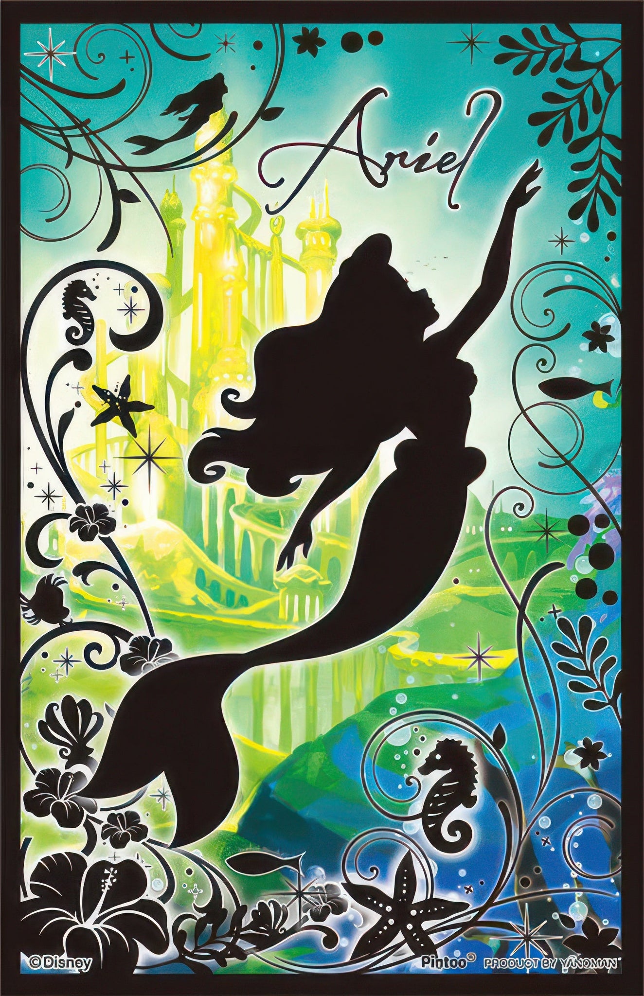 yanoman-2500-17-the-little-mermaid-silhouette-ariel-132-pieces-crystal-jigsaw-puzzle