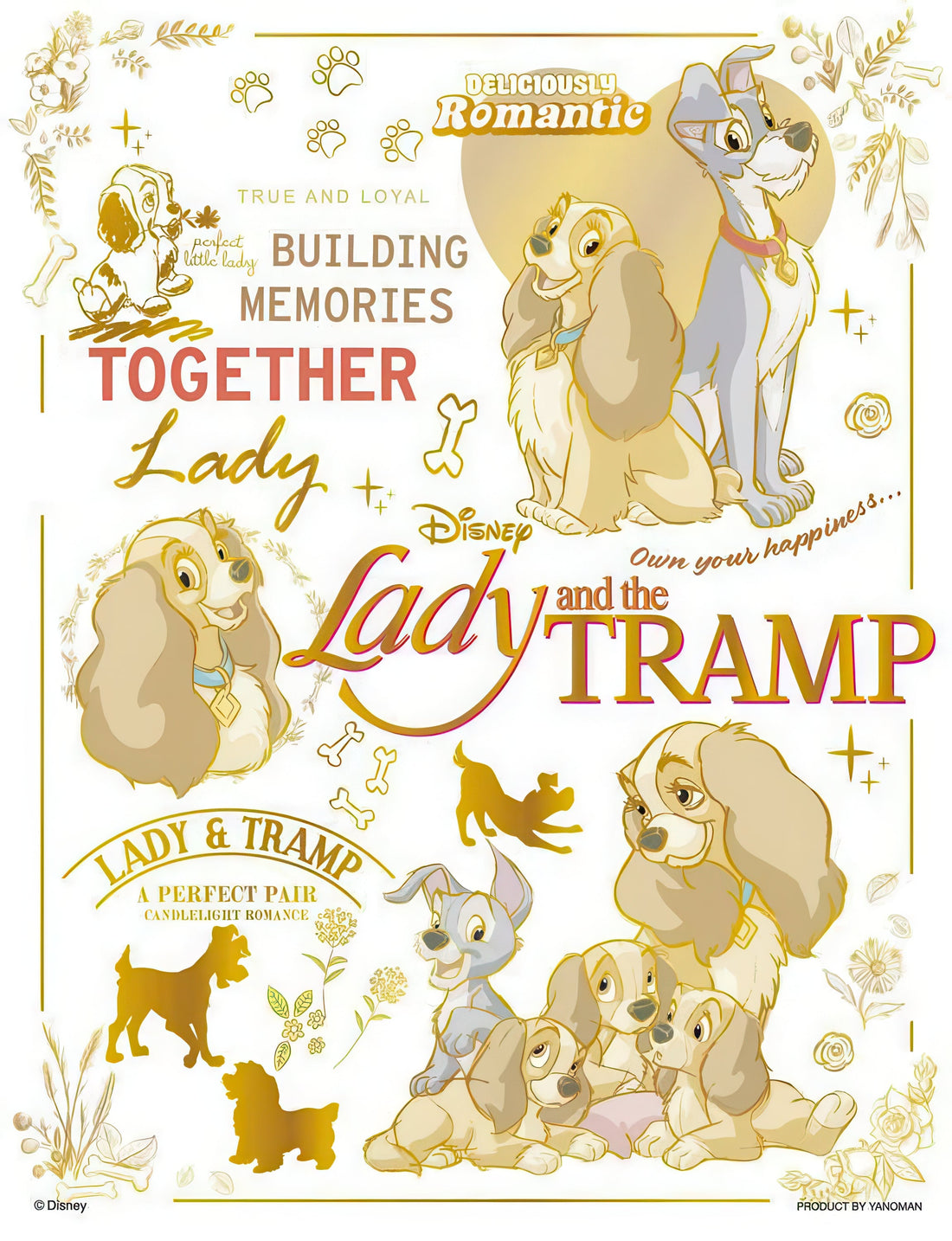 yanoman-42-111-colorful-gold-series-lady-and-the-tramp-300-pieces-jigsaw-puzzle