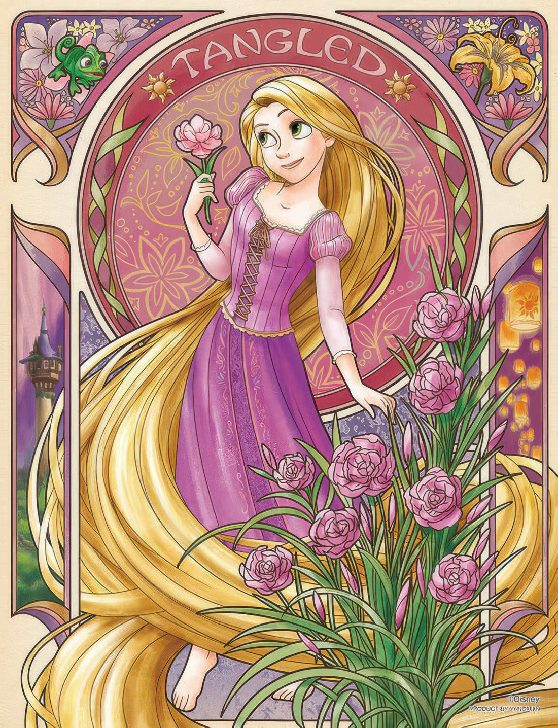 yanoman-42-55-tangled-belle-art-rapunzel-fleur-300-pieces-jigsaw-puzzle