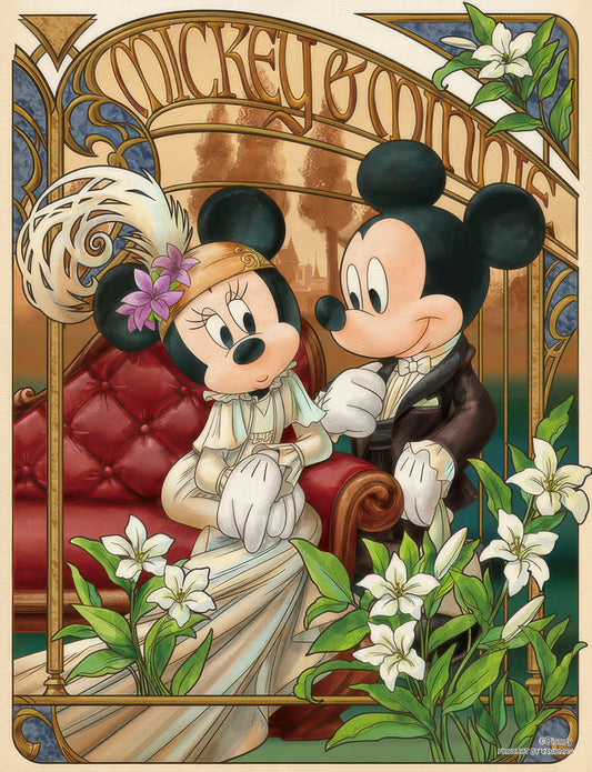 Yanoman 42-59　Mickey & Friends • Belle Art / Mickey & Minnie Amour　300 Pieces Jigsaw Puzzle