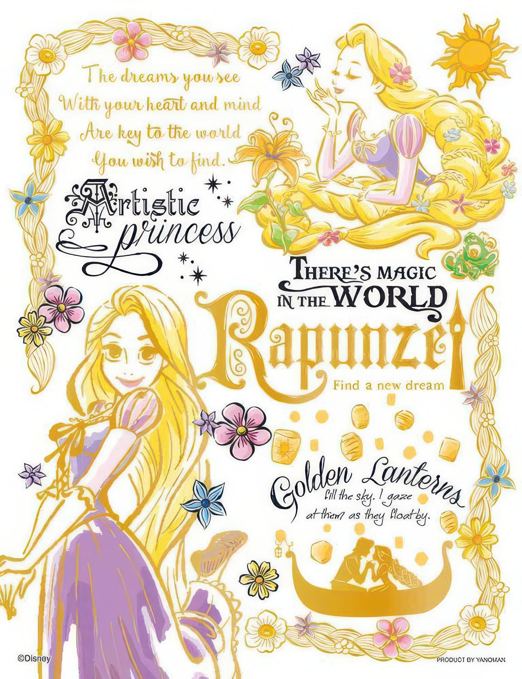 yanoman-42-75-tangled-colorful-gold-rapunzel-300-pieces-jigsaw-puzzle