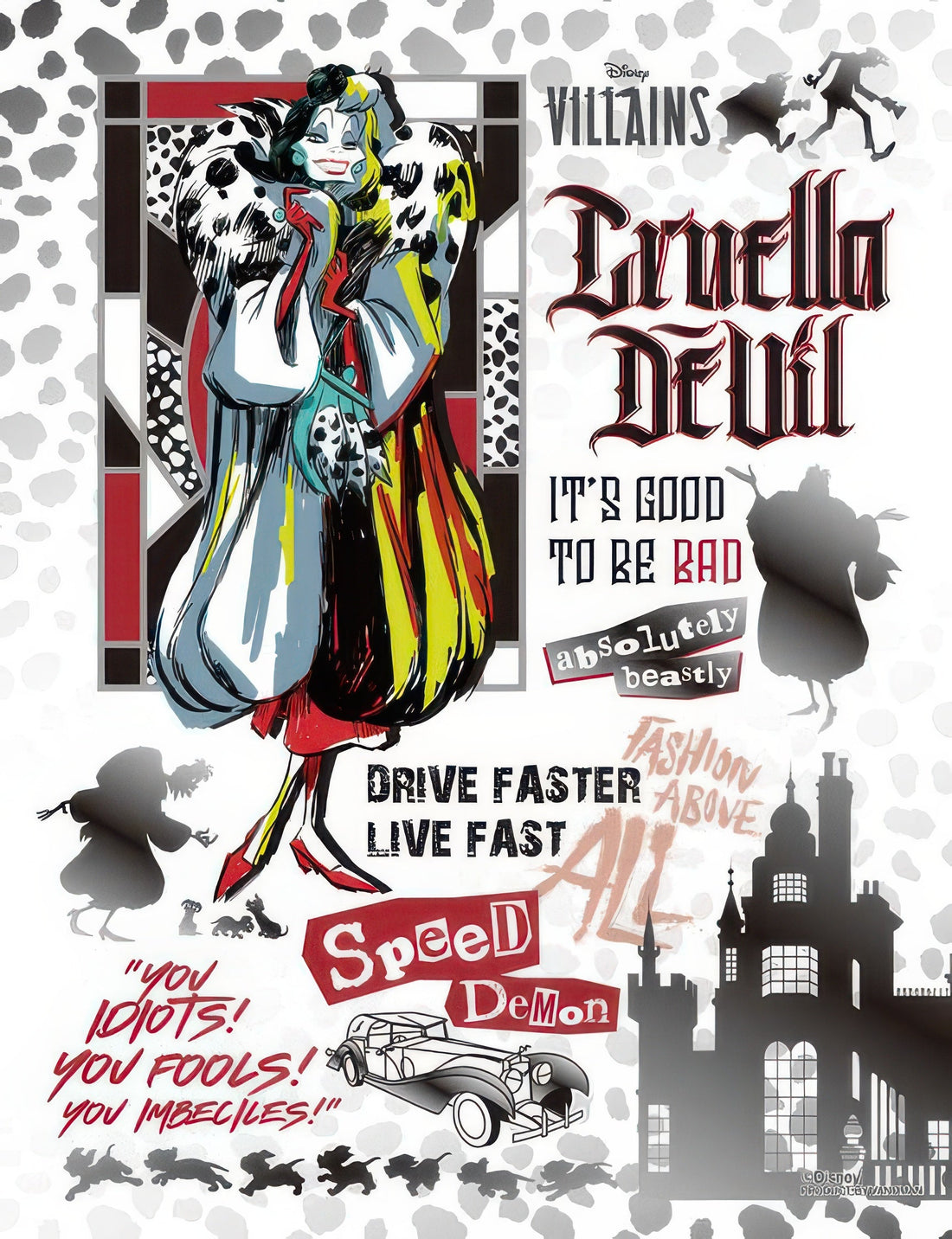 yanoman-42-96-[101-dalmatians]-black-silver---cruella-300-pieces-jigsaw-puzzle