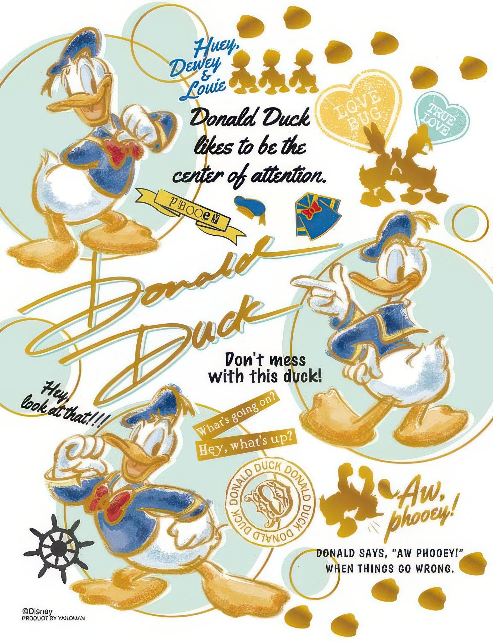 yanoman-42-97-[mickey-&-friends]-colorful-gold---donald-duck-300-pieces-jigsaw-puzzle