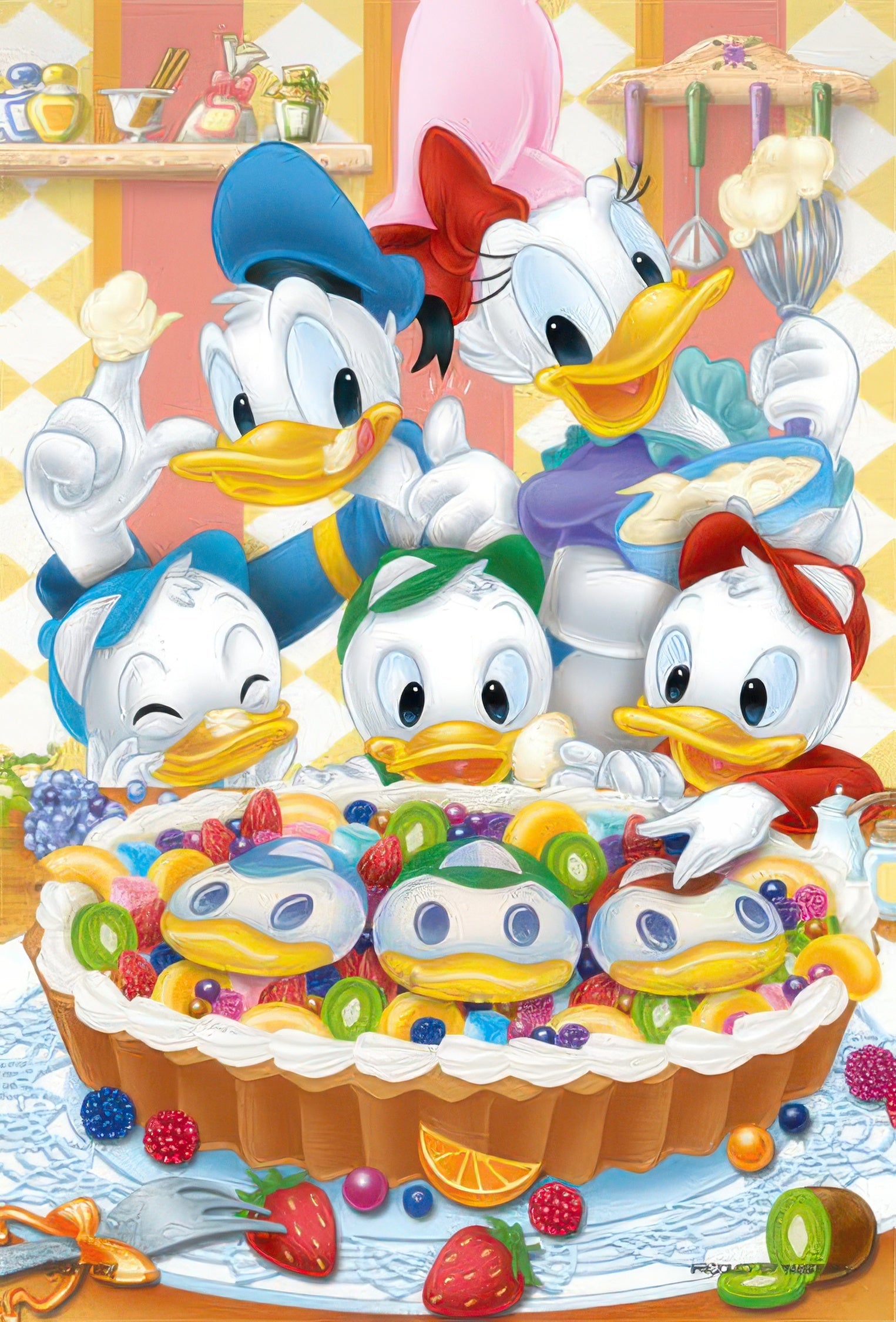 yanoman-98-577-donald-duck-happy-tart-204-pieces-jigsaw-puzzle