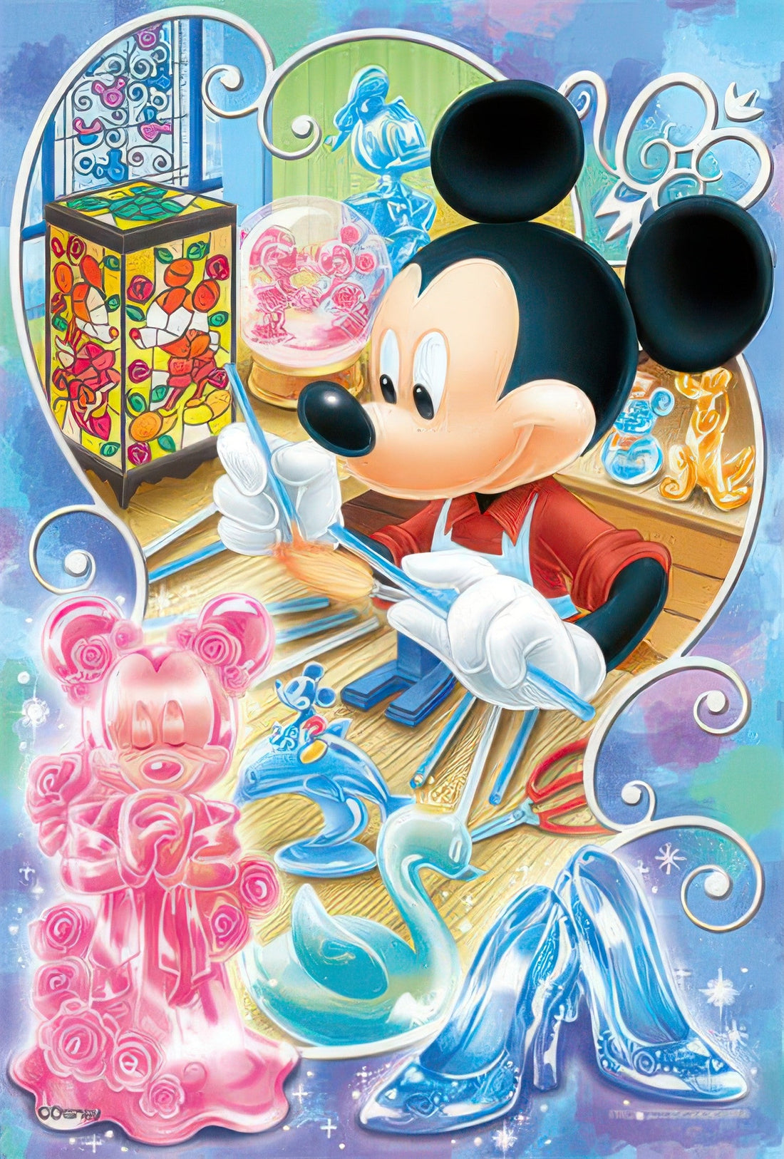 yanoman-98-644-mickey-mouse-glass-artist-204-pieces-jigsaw-puzzle