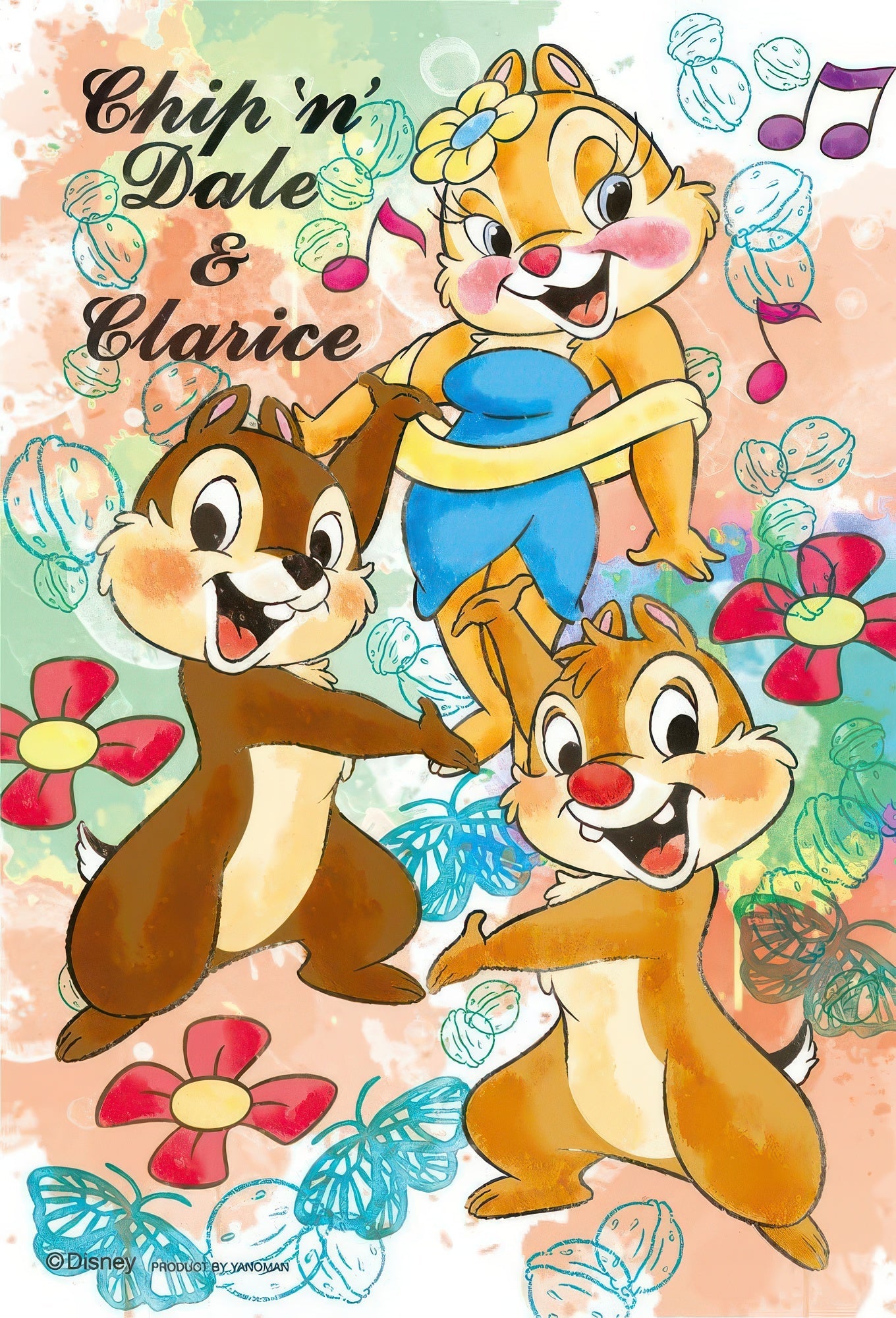 yanoman-99-410-chip-dale-comical-touch-99-pieces-jigsaw-puzzle