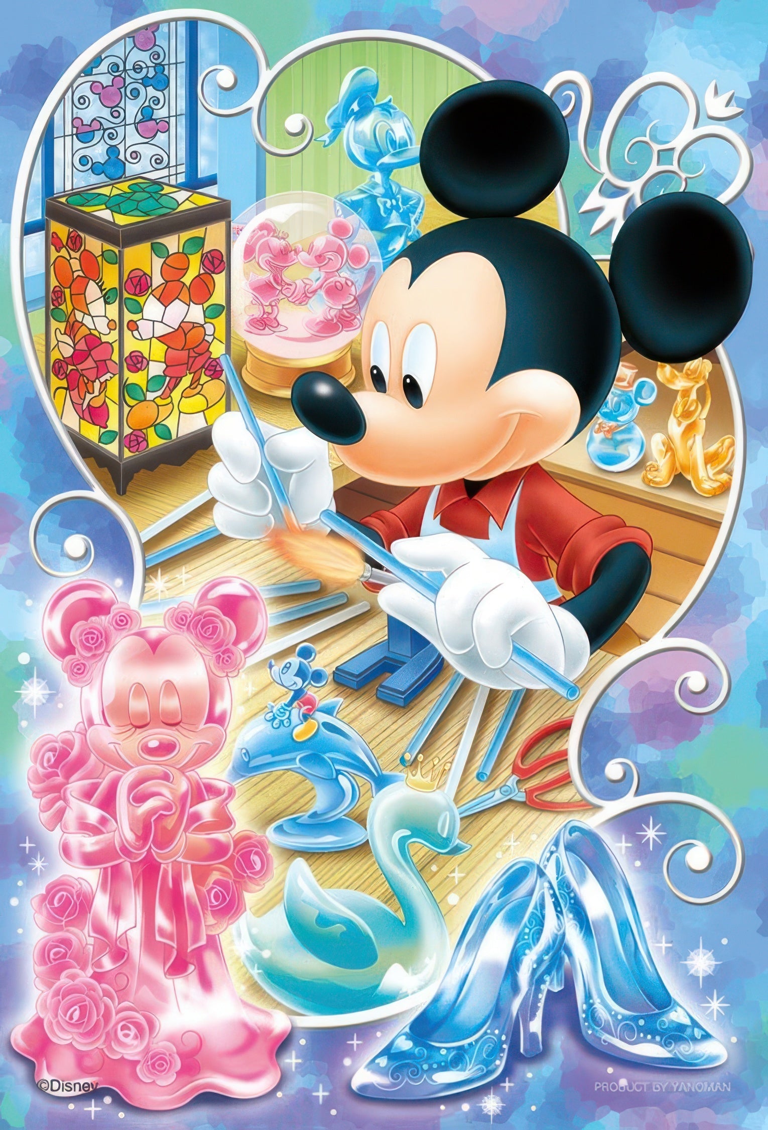 yanoman-99-449-mickey-mouse-glass-artist-99-pieces-jigsaw-puzzle