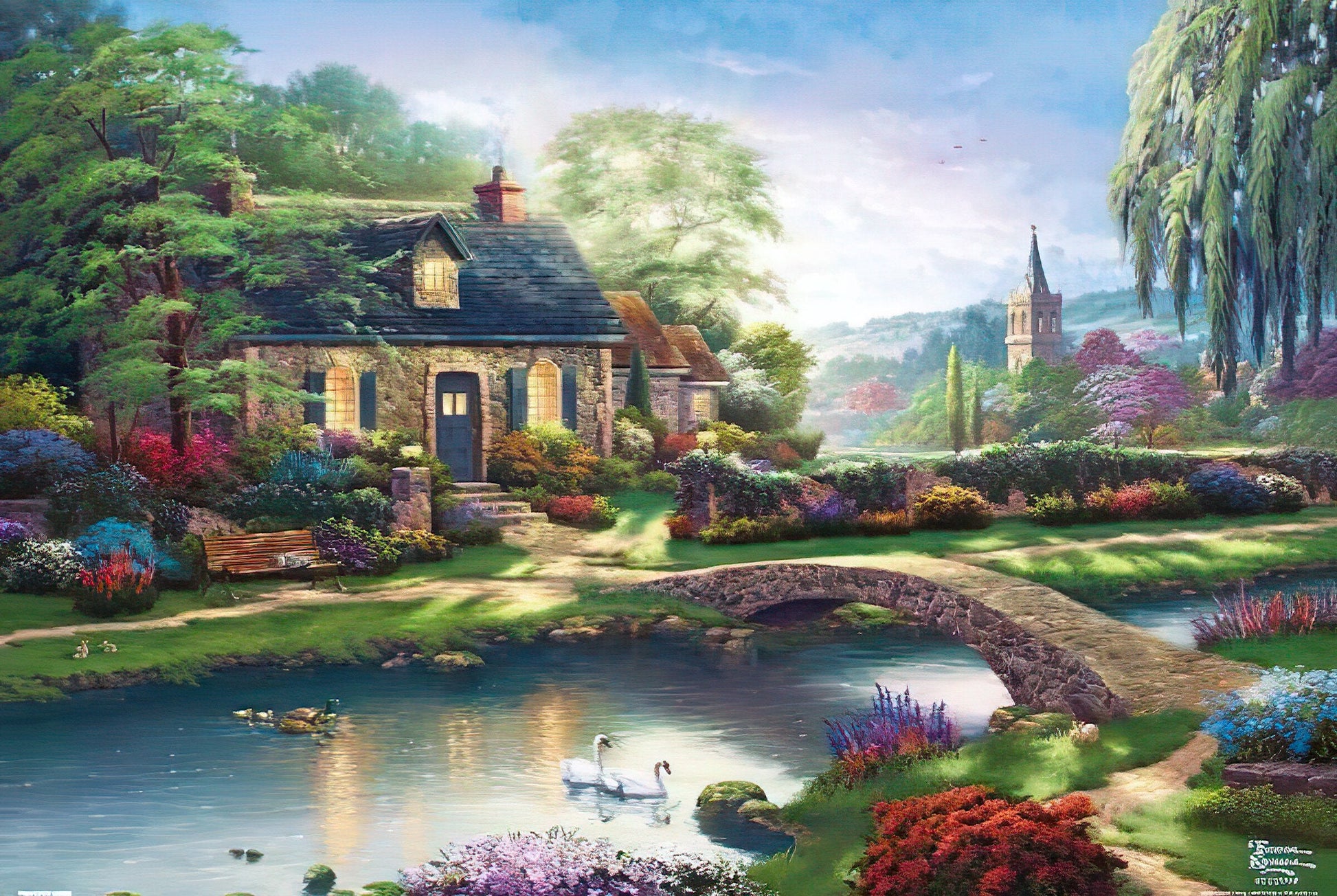 Beverly • Thomas Kinkade • Stoney Creek Cottage　1000 PCS　Jigsaw Puzzle